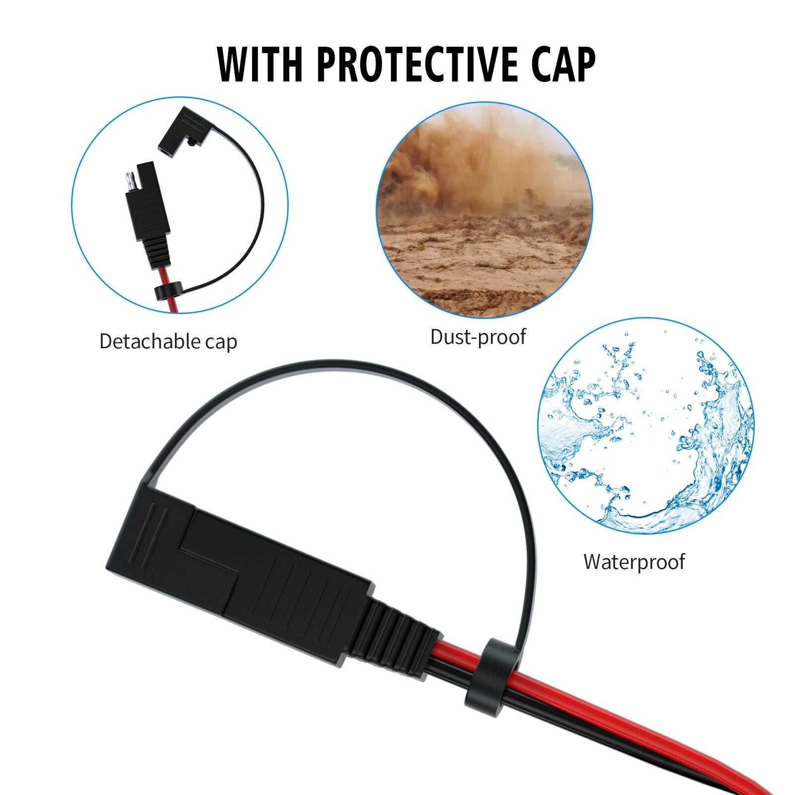Double insurance SAE plug cable SAE to O-type terminal power cord O-type terminal connection line Photovoltaic extension cord