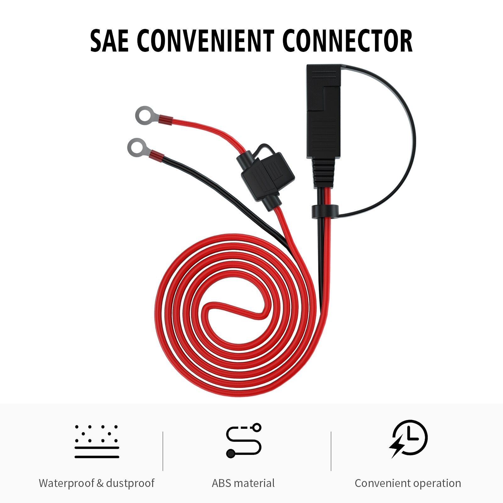 Double insurance SAE plug cable SAE to O-type terminal power cord O-type terminal connection line Photovoltaic extension cord