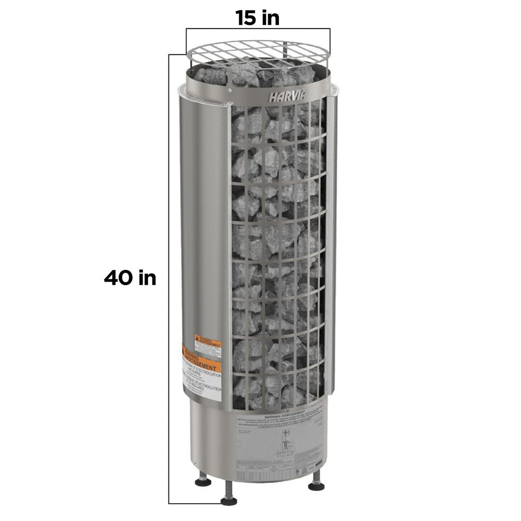 Harvia Cilindro UL Certified Electric Sauna Heater With Xenio CX45 Digital Control Panel & Sauna Stones [PC60/80/90/110E] (SAK86571)