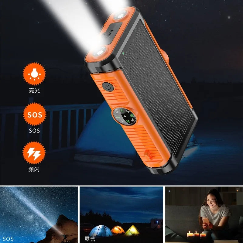 20,000mAh Solar Power Bank 22.5W Magnetic Wireless Charging Portable Power Bank with Built-in Cables & Flashlight — USB-C/Lightning Outputs, Camping External Battery