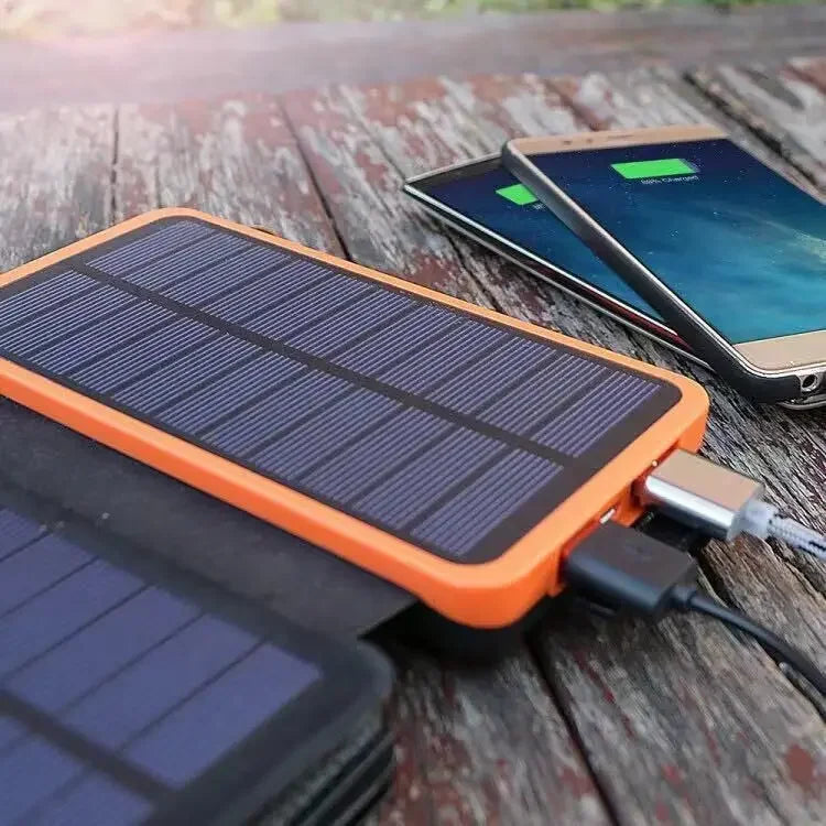 200,000mAh Solar Power Bank with Folding Solar Panels 120W Portable Charger with Built-in Cables USB-C USB-A Lightning Flashlight Digital Display for iPhone Android