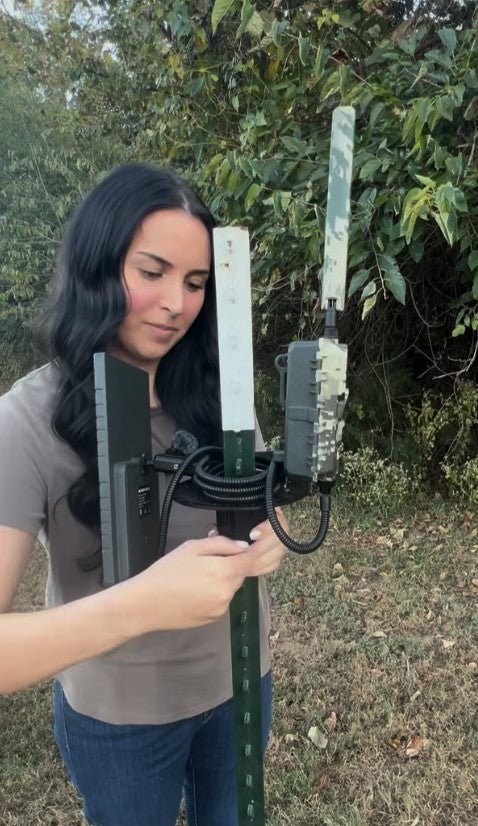 T Post Mount for 1 Camera and Solar Panel (includes 1 articulating arm for Solar and hardware for camera)