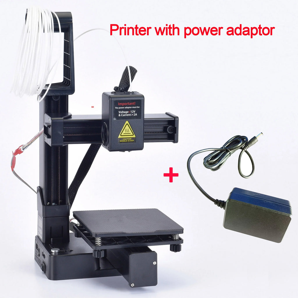 Entry-Level 3D Printer Compatible with PLA & TPU 1.75mm Filament, 100x100x100mm Build, Includes 12V Power Adapter