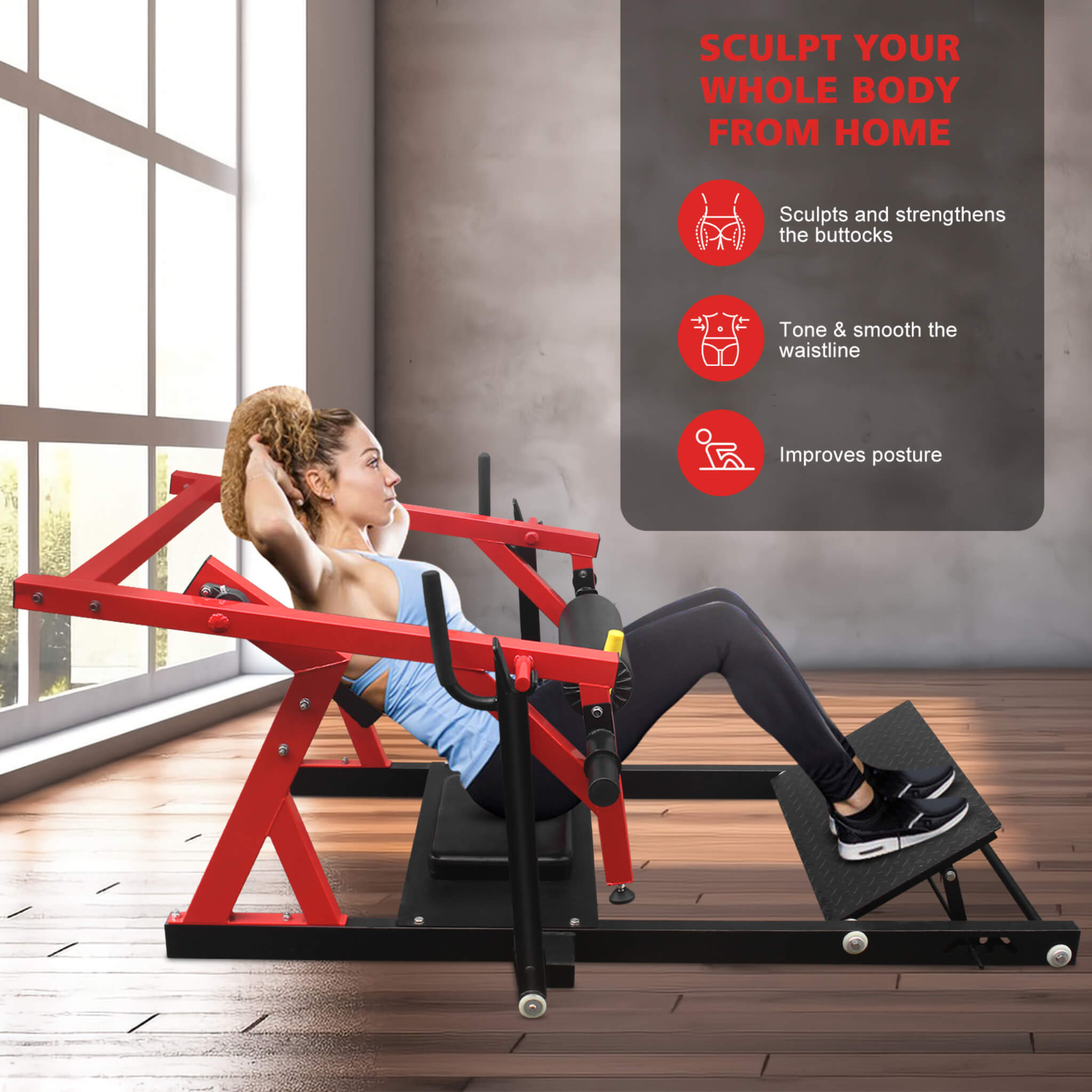 Rovix Heavy-Duty High Strength Steel Hip Thruster With Non-Slip Handles And Comfortable Foam Paddings (SAK92581)