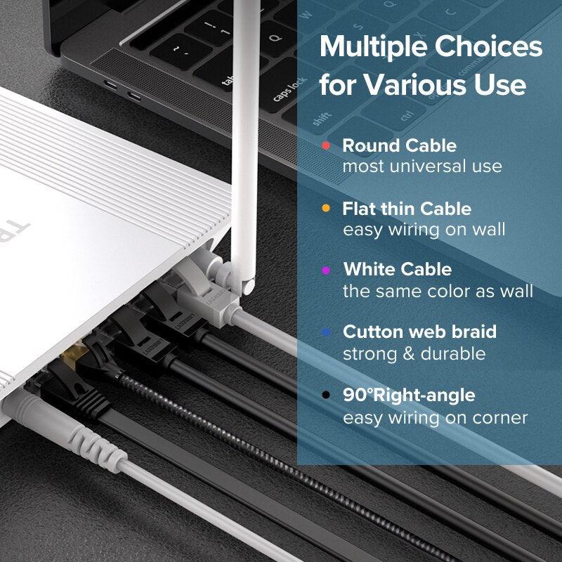 Ethernet Cable 1000Mbps Cat 6 Network Lan UTP Gigabit Networking Wire Plated RJ45 Connectors Cat6 Network Ethernet LAN Cable For Laptop Router RJ45 CAT6 Ethernet Cable